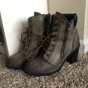 Distressed Heeled Combat boots